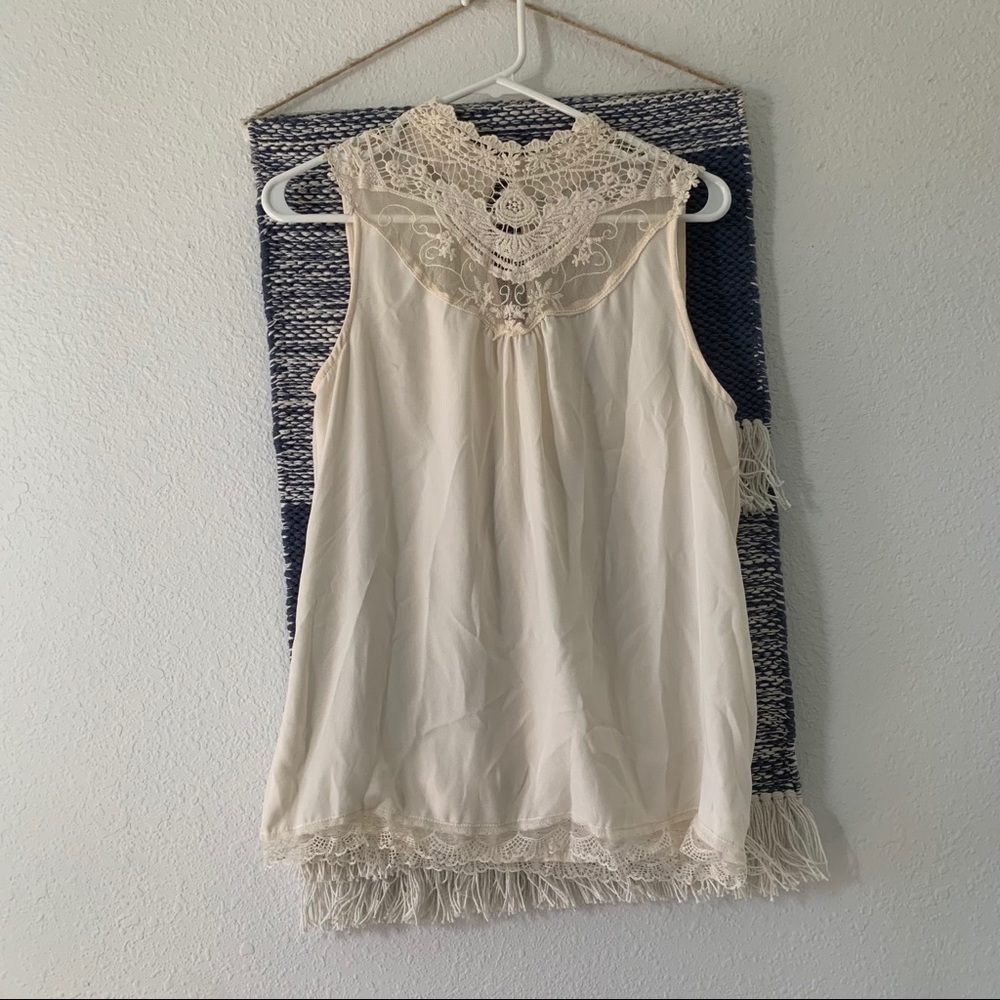 Cream High Neck Top